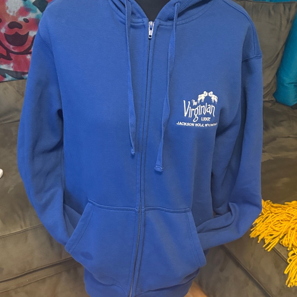 Sport-Tek Blue Hoodie-Jackson Hole, WY famous Virginian Lodge